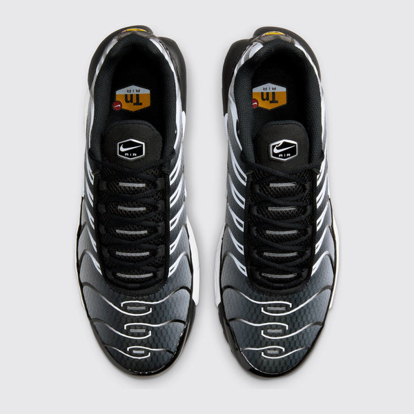 Nike Air Max Plus Black Metallic Silver White zapatilla – vista superior del par