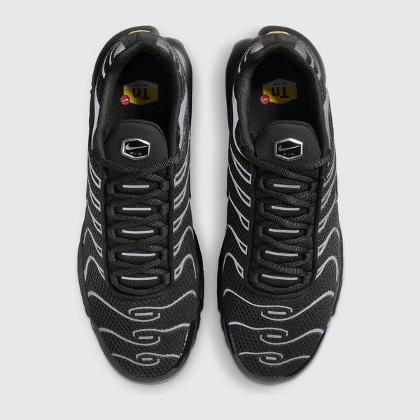 Nike Air Max Plus Premium Black Metallic Silver zapatilla – vista superior del par