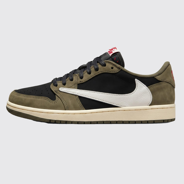 Travis Scott x Air Jordan 1 Low OG Black Olive sneaker – side view