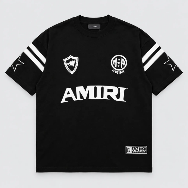 Amiri Football Tee Black front view