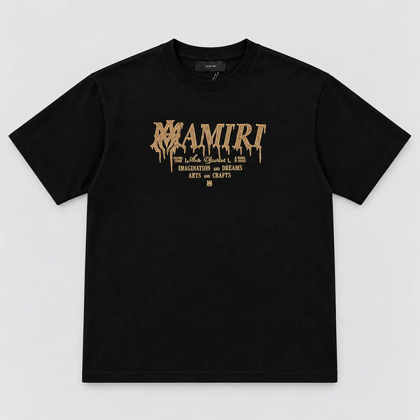 Amiri Gothic Drip Logo Tee Black front view