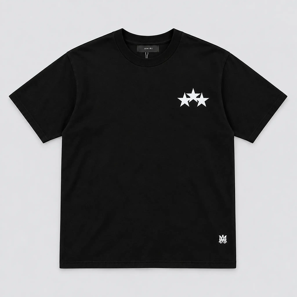 Amiri Three Stars Tee Black front view