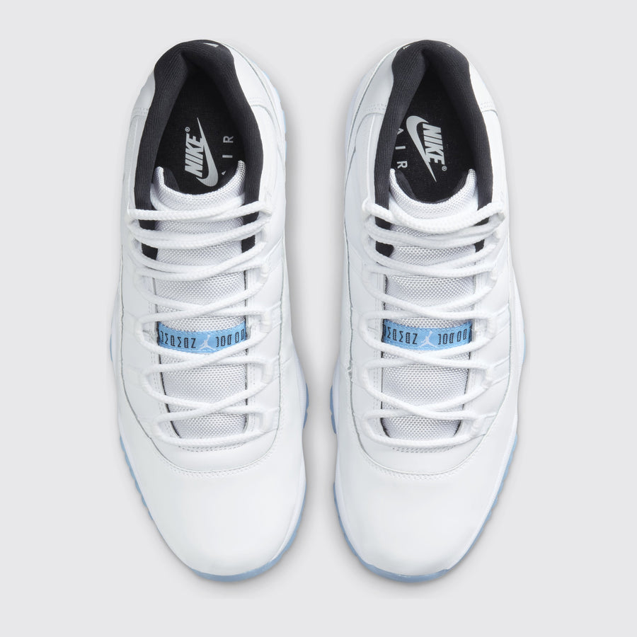 Air Jordan 11 Legend Blue sneaker – top view of the pair