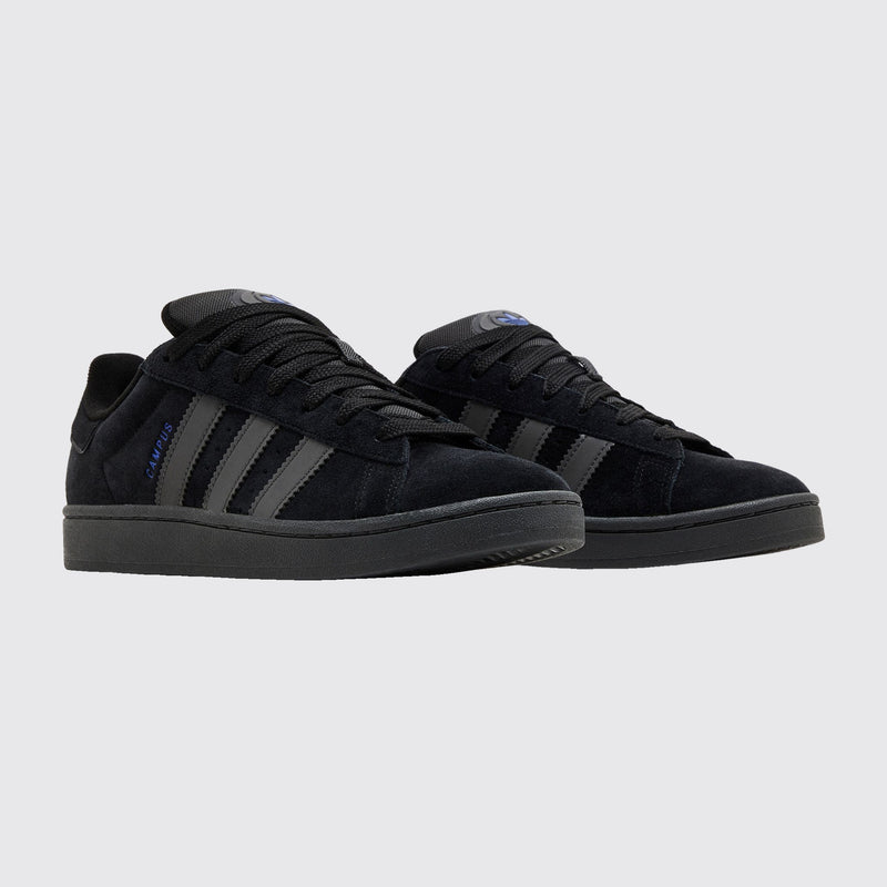 Adidas Campus 00s Core Black Lucid Blue sneaker – three-quarter view of the pair