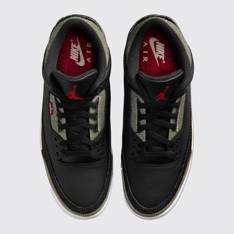 Levi's x Air Jordan 3 Black and White basket – vue de dessus de la paire