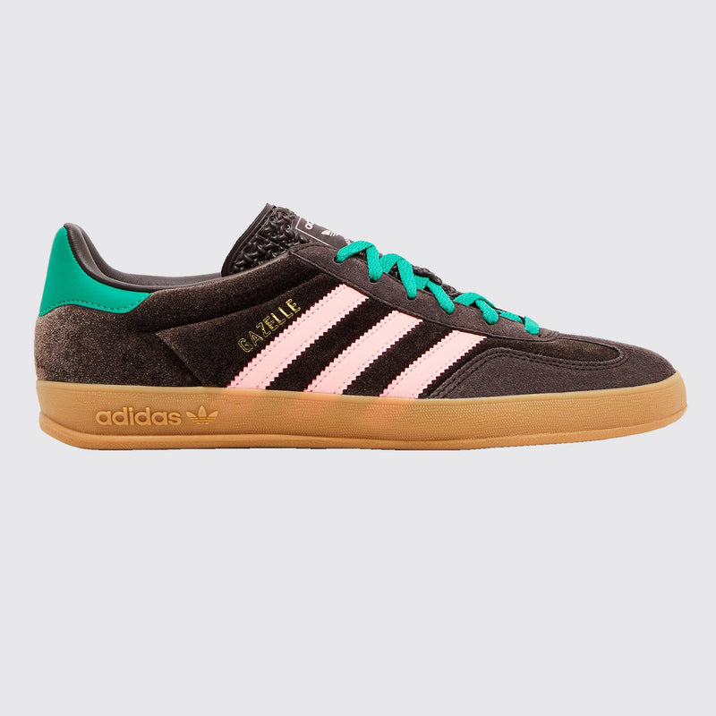 Women's Adidas Gazelle Indoor Dark Brown Glow Pink Velvet sneaker – other side view