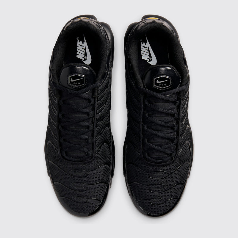 Nike Air Max Plus Triple Black sneaker – top view of the pair