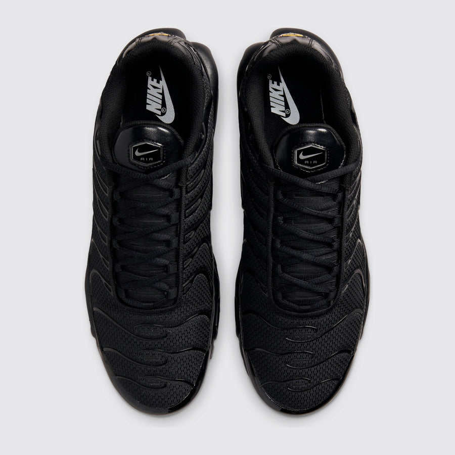 Nike Air Max Plus Triple Black sneaker – top view of the pair