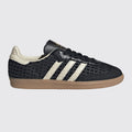 Women's Adidas Samba OG Black Cream Gold sneaker – front three-quarter view