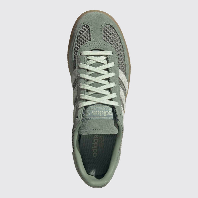 Women's Adidas Handball Spezial Silver Green Linen sneaker – top view