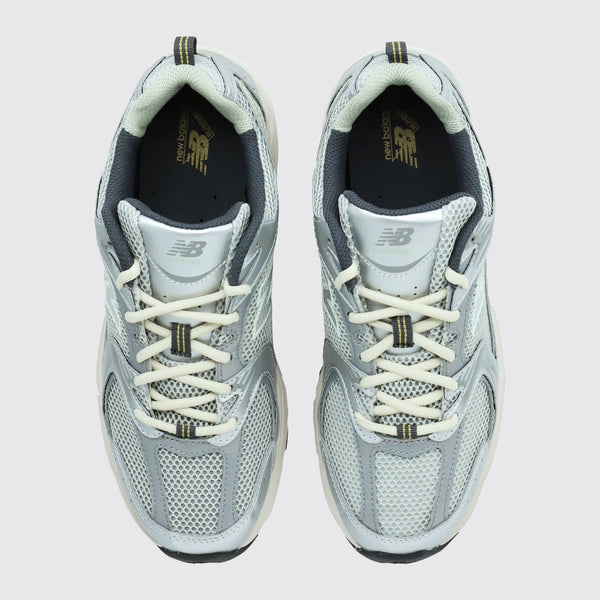 New Balance 530 Silver White Khaki sneaker – top view of the pair