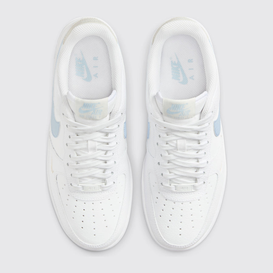 Women's Nike Air Force 1 '07 Light Armory Blue sneaker – top view of the pair