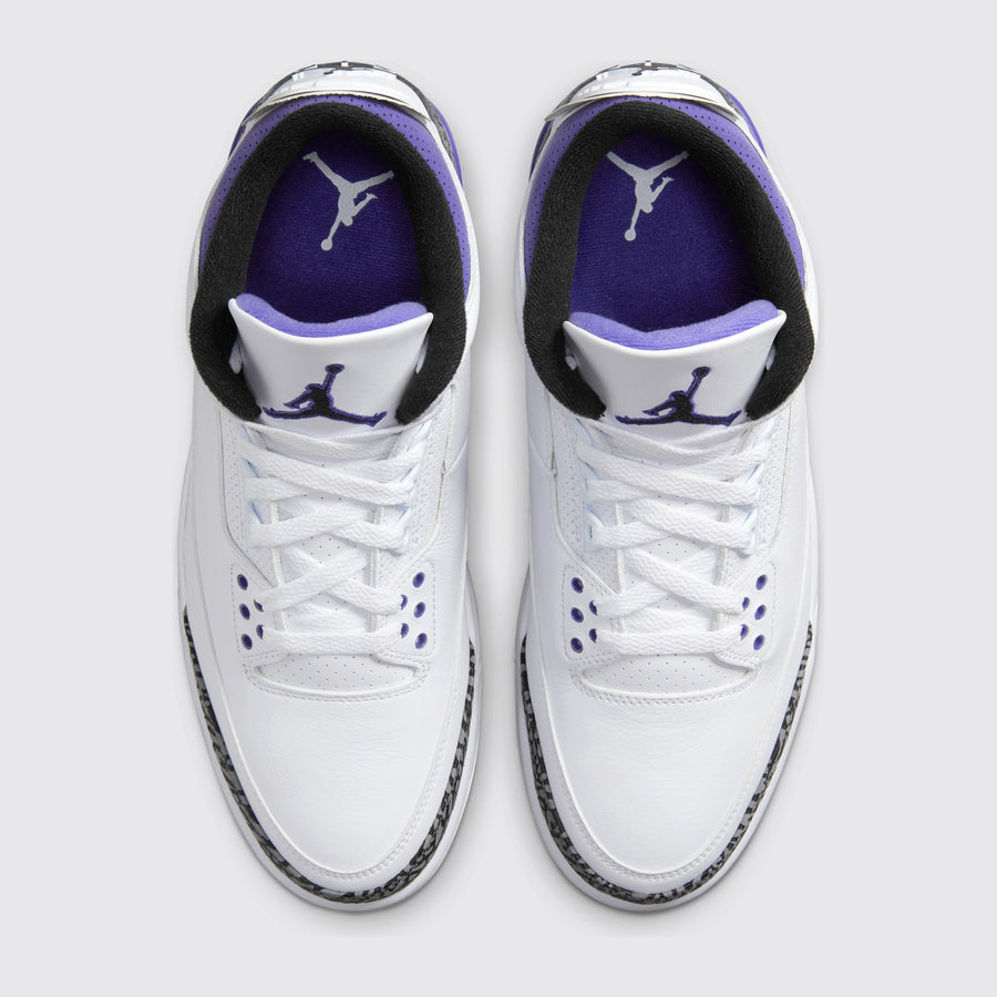 Air Jordan 3 Dark Iris sneaker – top view of the pair