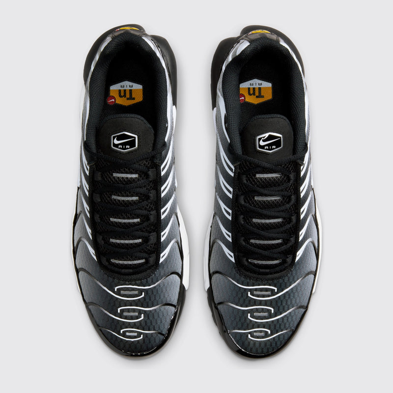 Nike Air Max Plus Black Metallic Silver White Sneaker – Draufsicht des Paares