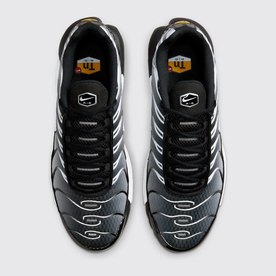 Nike Air Max Plus Black Metallic Silver White Sneaker – Draufsicht des Paares