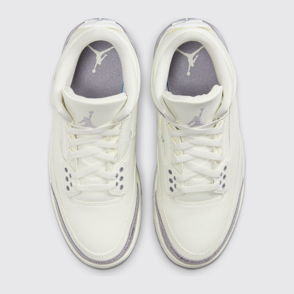 Air Jordan 3 Sail Metallic Silver de Mujer zapatilla – vista superior del par