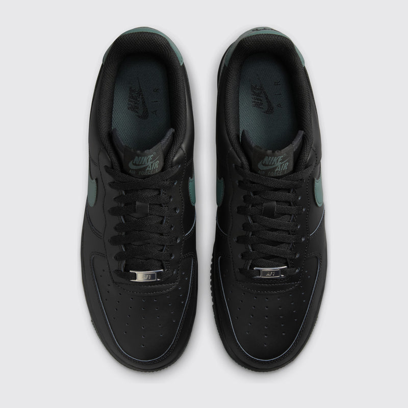 Nike Air Force 1 '07 Black Vintage Green sneaker – top view of the pair