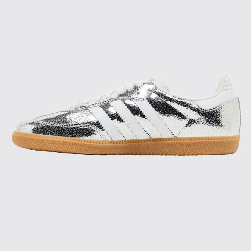Women's Adidas Samba OG Cracked Metallic Silver sneaker – other side view