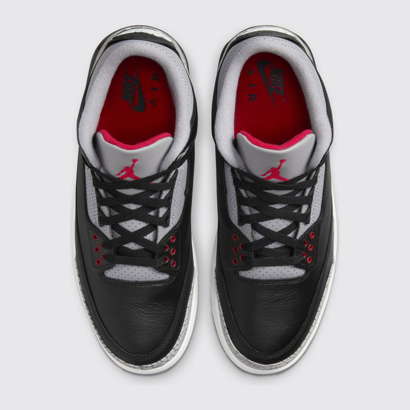 Air Jordan 3 Black Cement basket – vue de dessus de la paire