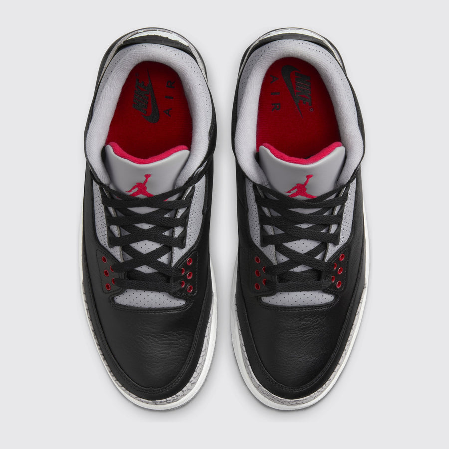 Air Jordan 3 Black Cement basket – vue de dessus de la paire