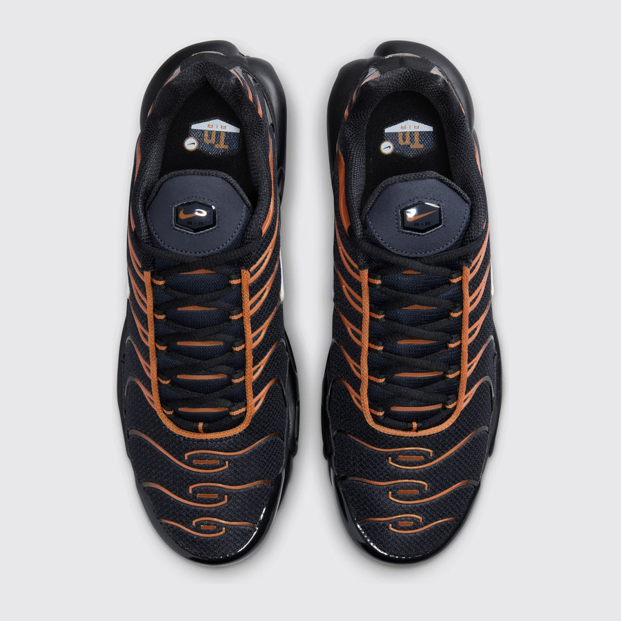 Nike Air Max Plus Dark Obsidian Monarch sneaker – top view of the pair