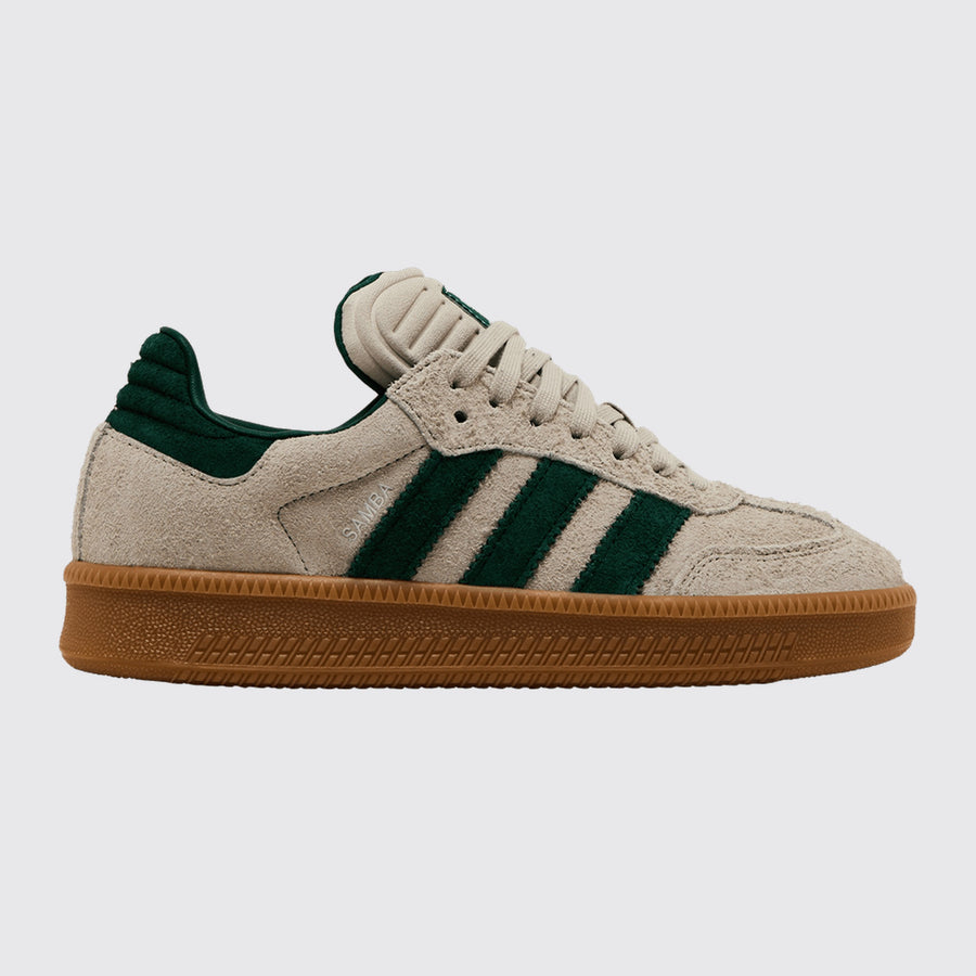 Adidas Samba XLG Putty Grey Collegiate Green Sneaker – Dreiviertel-Vorderansicht