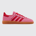 Women's Adidas Handball Spezial Semi Pink Glow Better Scarlet sneaker – front three-quarter view