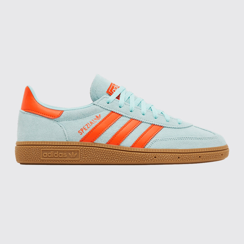 Adidas Handball Spezial Semi Flash Aqua Impact Orange Femme basket – vue avant trois-quarts