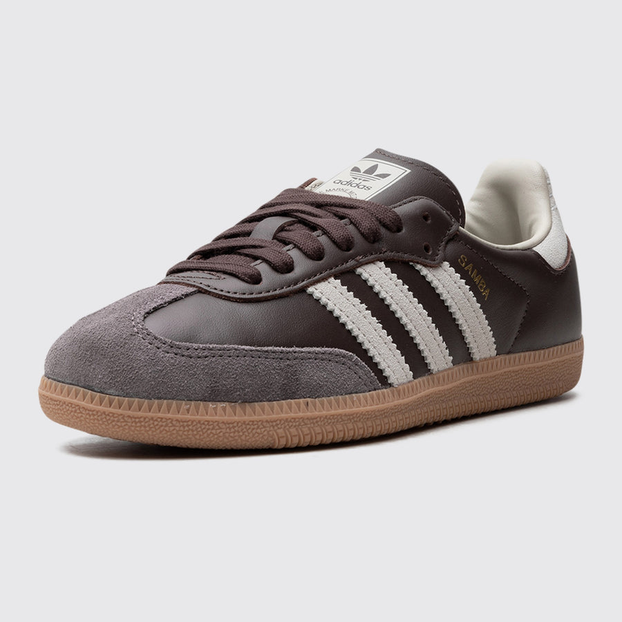 Adidas Samba OG Brown Putty Grey sneaker – front three-quarter view