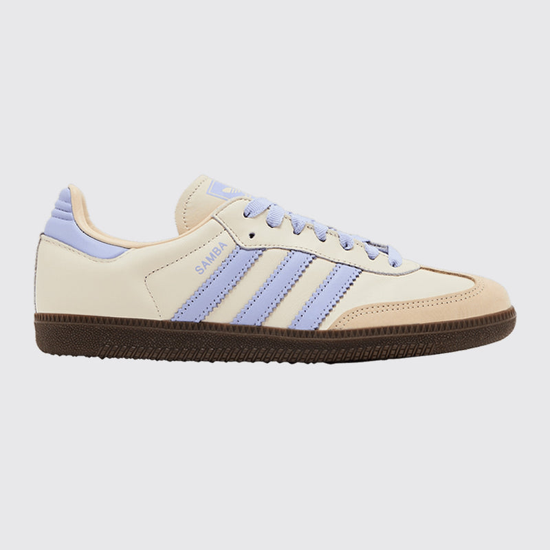 Adidas Samba OG Cream White Violet Tone Damen Sneaker – Dreiviertel-Vorderansicht