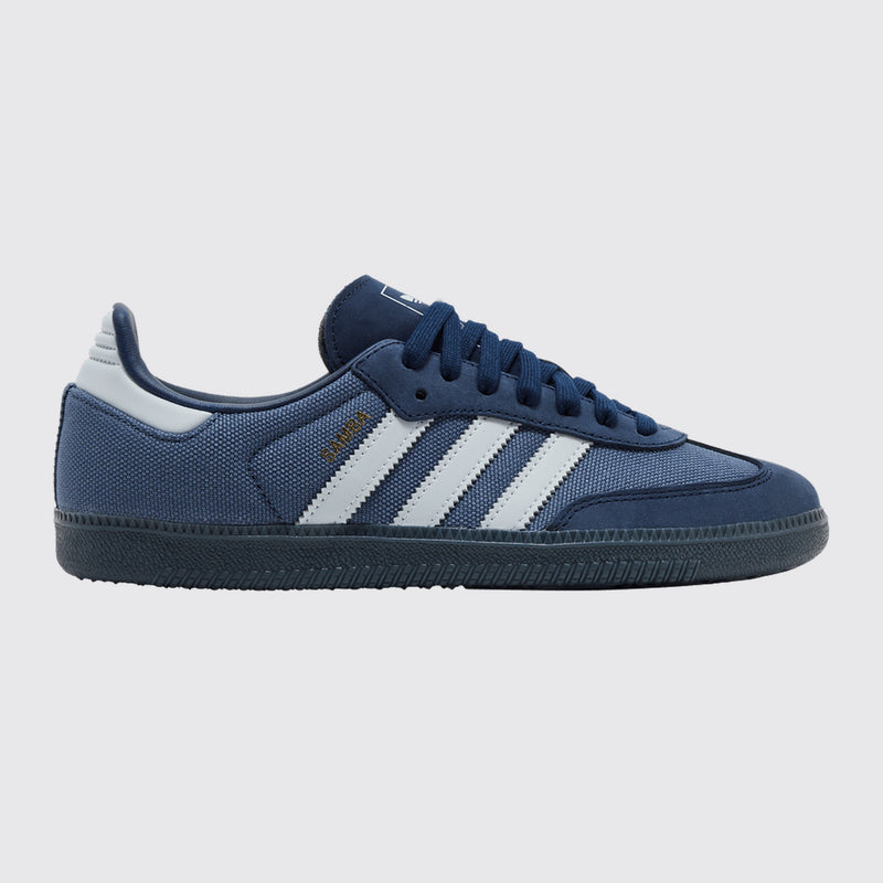 Adidas Samba OG Preloved Ink Halo Blue zapatilla – vista frontal tres cuartos