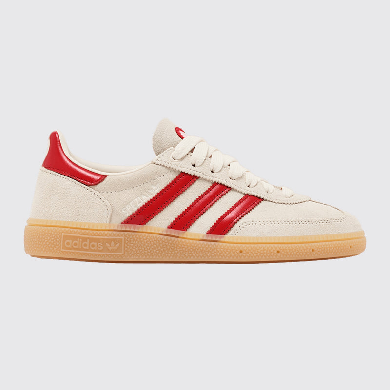 Women's Adidas Handball Spezial Cream White Better Scarlet sneaker – front three-quarter view