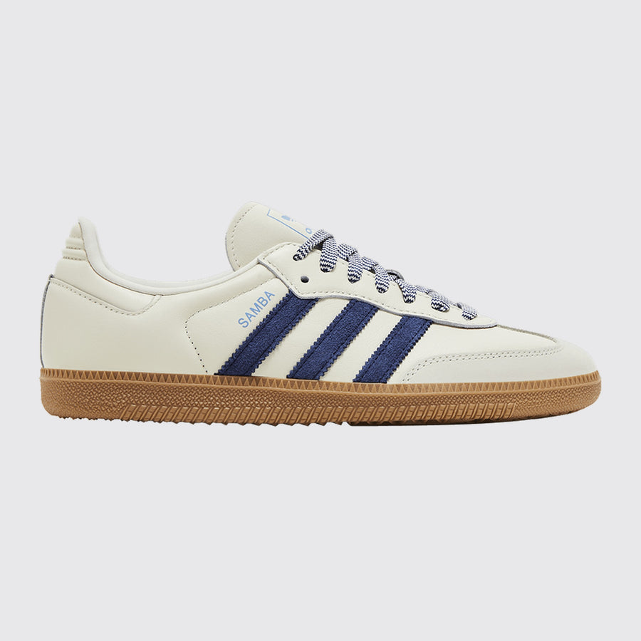 Adidas Samba OG Off White Dark Blue Damen Sneaker – Dreiviertel-Vorderansicht
