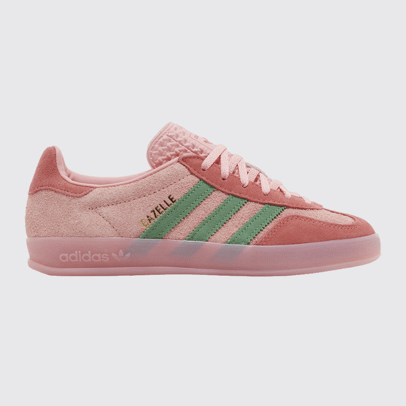 Adidas Gazelle Indoor Pink Spark Preloved Green de Mujer zapatilla – vista frontal tres cuartos
