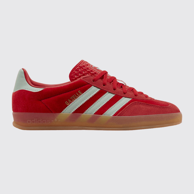 Adidas Gazelle Indoor Better Scarlet Green Velvet de Mujer zapatilla – vista frontal tres cuartos
