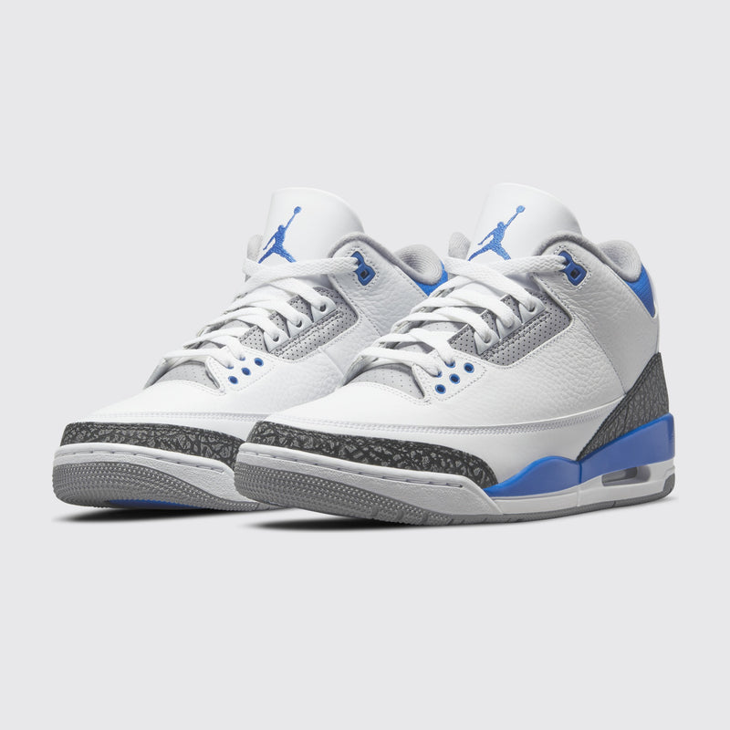 Air Jordan 3 Racer Blue sneaker – three-quarter view of the pair