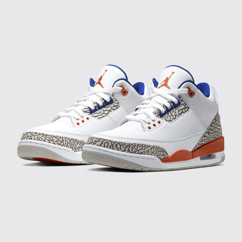 Air Jordan 3 Knicks sneaker – three-quarter view of the pair