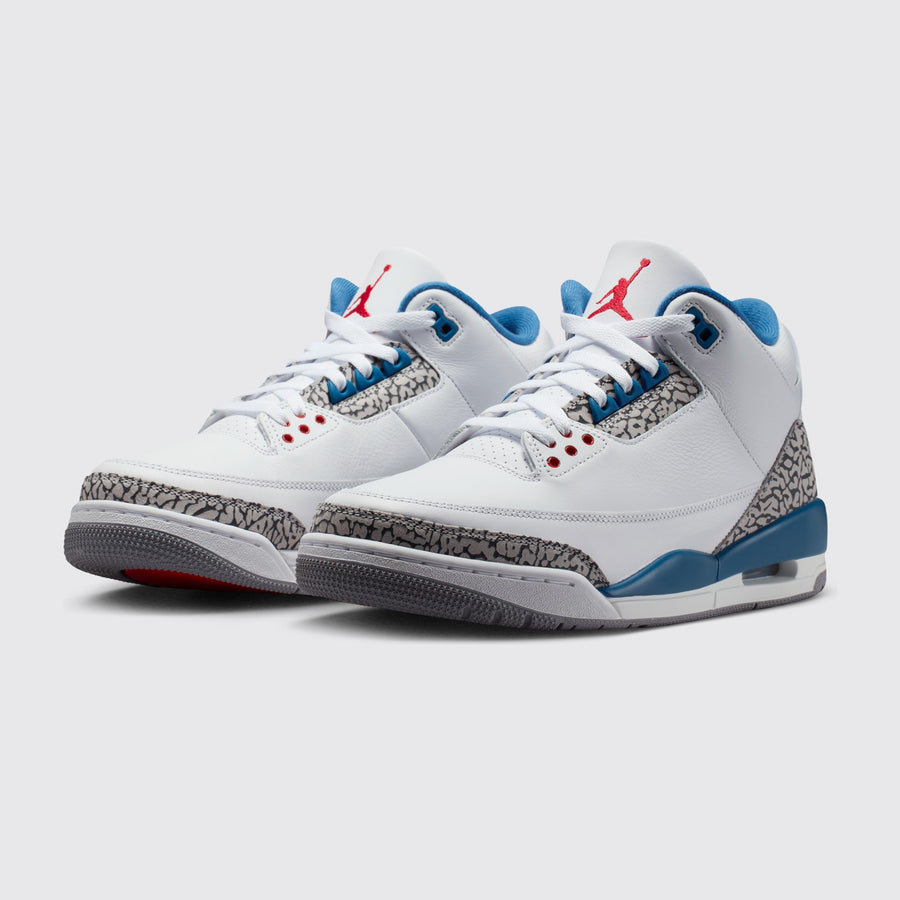 Air Jordan 3 True Blue sneaker – three-quarter view of the pair