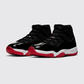 Air Jordan 11 Bred sneaker – three-quarter view of the pair