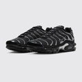 Nike Air Max Plus Premium Black Metallic Silver sneaker – three-quarter view of the pair