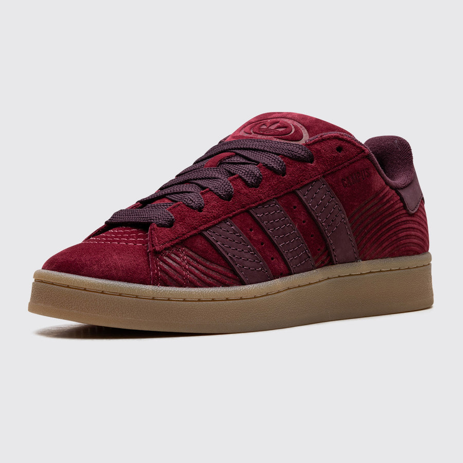 Adidas Campus 00s Japanese Rock Garden Burgundy sneaker – front three-quarter view