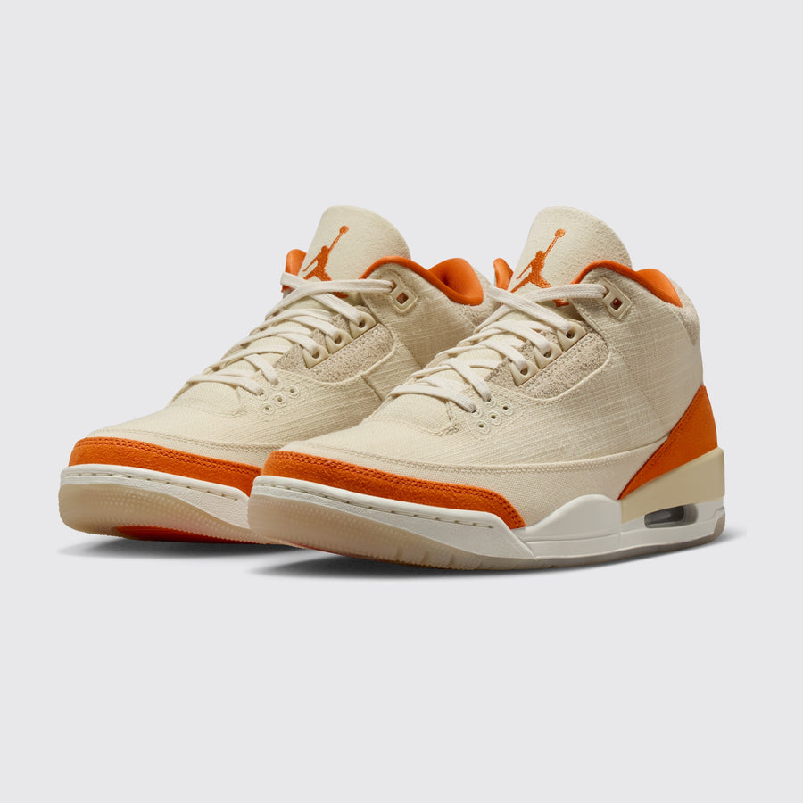 Women's Air Jordan 3 Starfish sneaker – three-quarter view of the pair