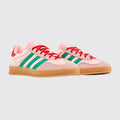 Adidas Gazelle Indoor Glow Pink Court Green de Mulher sapatilha – vista a três quartos do par