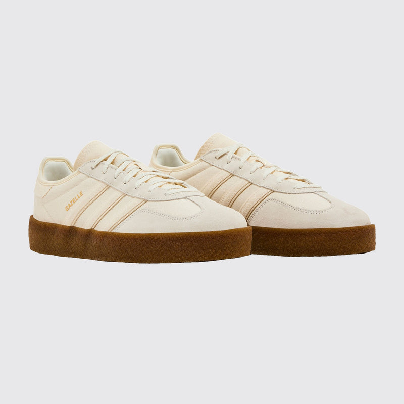 CLOT x Adidas Gazelle Crepe Sole Cream White sneaker – three-quarter view of the pair