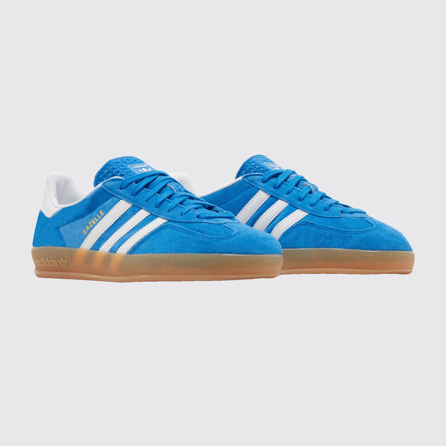 Adidas Gazelle Indoor Blue Bird Gum sapatilha – vista a três quartos do par