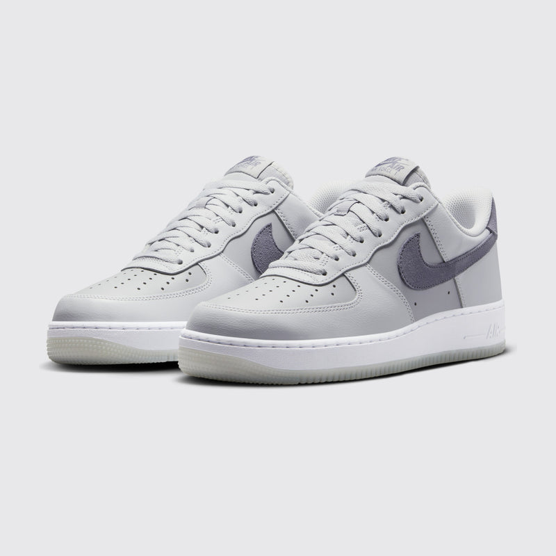 Nike Air Force 1 '07 LV8 Pure Platinum Wolf Grey sneaker – three-quarter view of the pair