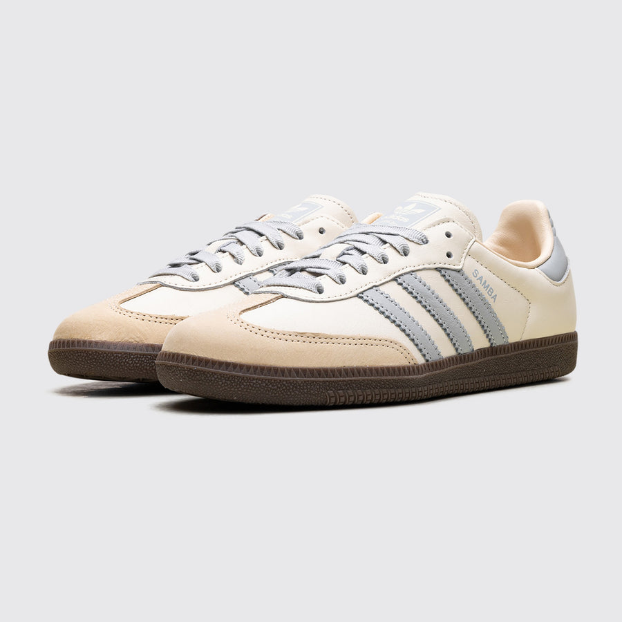 Adidas Samba OG Cream White Wonder Silver de Mulher sapatilha – vista a três quartos do par