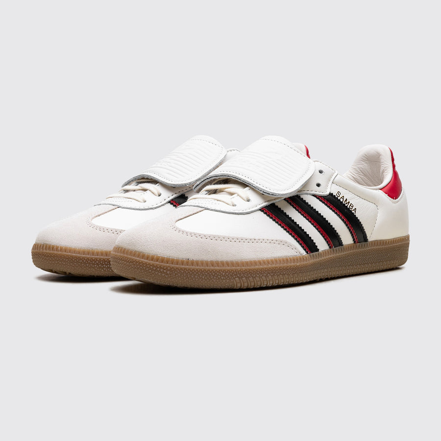 Adidas Samba LT White Black Better Scarlet basket – vue trois-quarts de la paire
