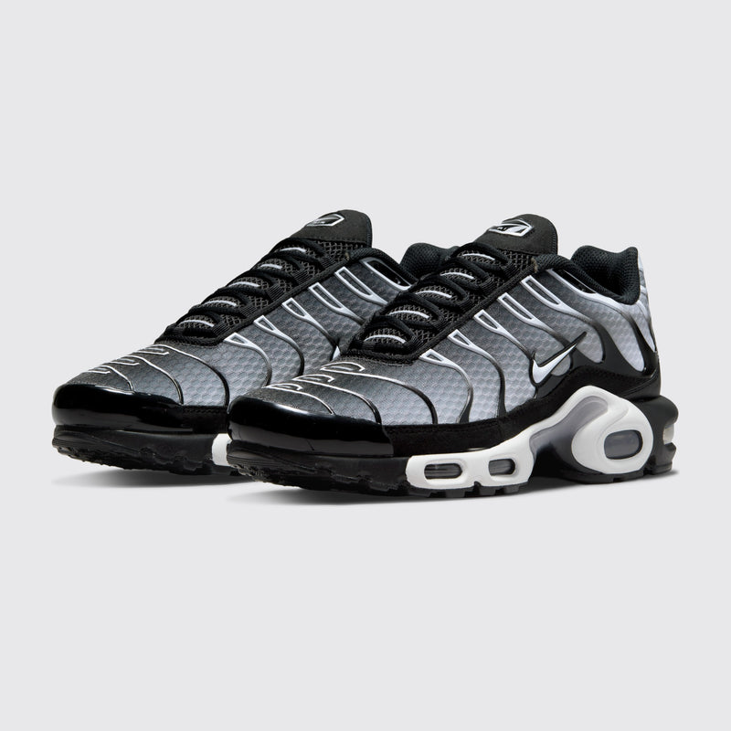Nike Air Max Plus Black Metallic Silver White Sneaker – Dreiviertelansicht des Paares