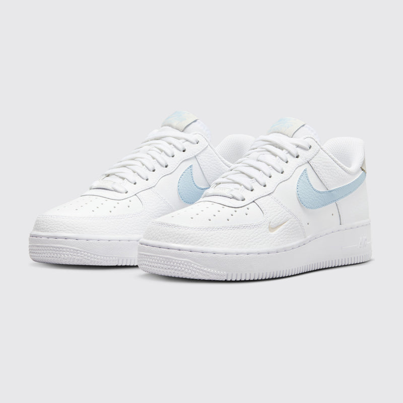 Women's Nike Air Force 1 '07 Light Armory Blue sneaker – three-quarter view of the pair